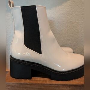 Madden Girl Glossy White Ankle Boots